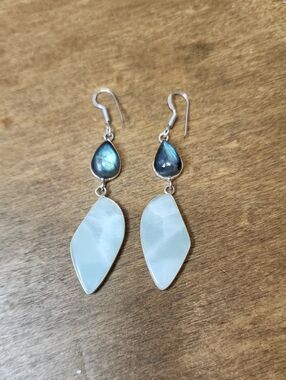 Blue Labradorite and Light Blue Drop Earrings